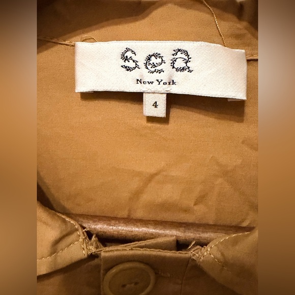 SEA Sienna Puff-Sleeve Stretch-Cotton Jumpsuit Tan Sz 4 - Picture 8 of 16